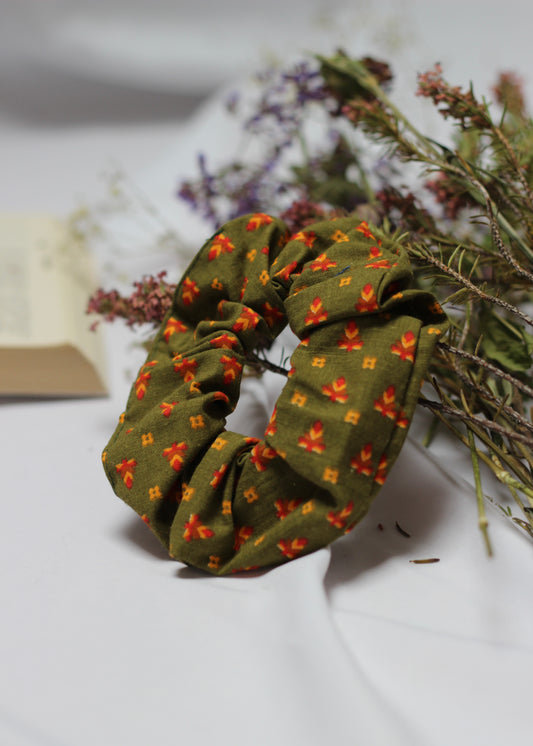Chouchou scrunchie motif kaki