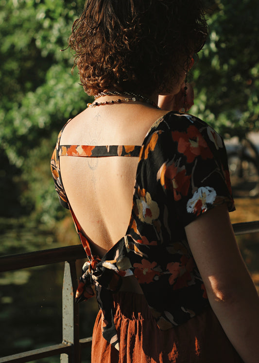 Haut Bleuet fleuri, vue de dos