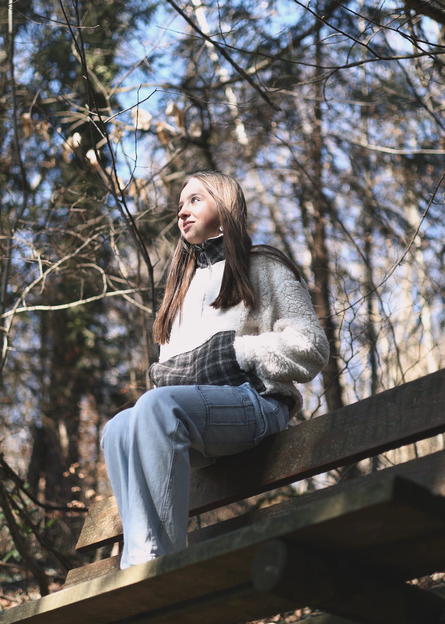 Veste en sherpa beige, vue d'ensemble