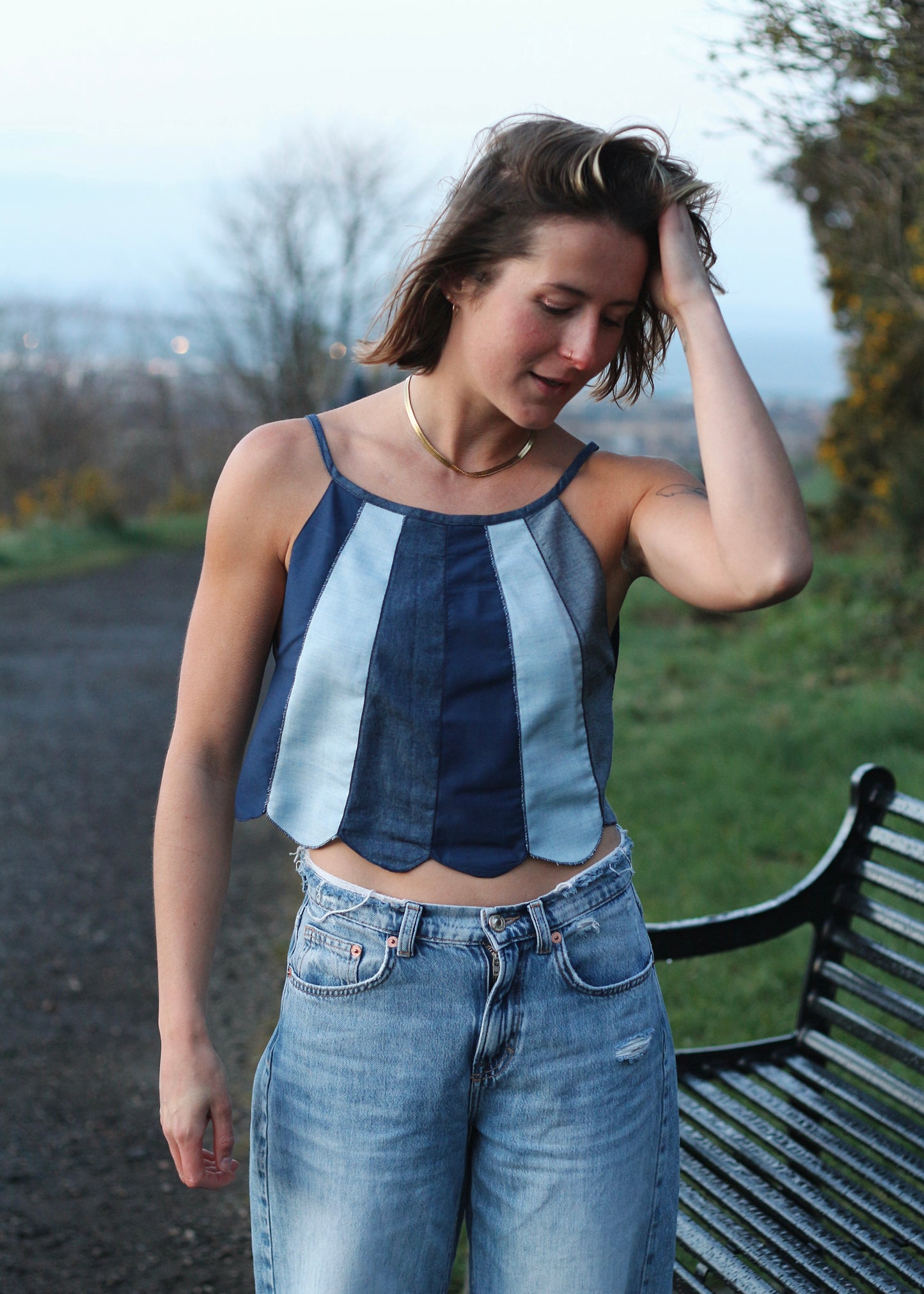 Haut Pâquerette bleu