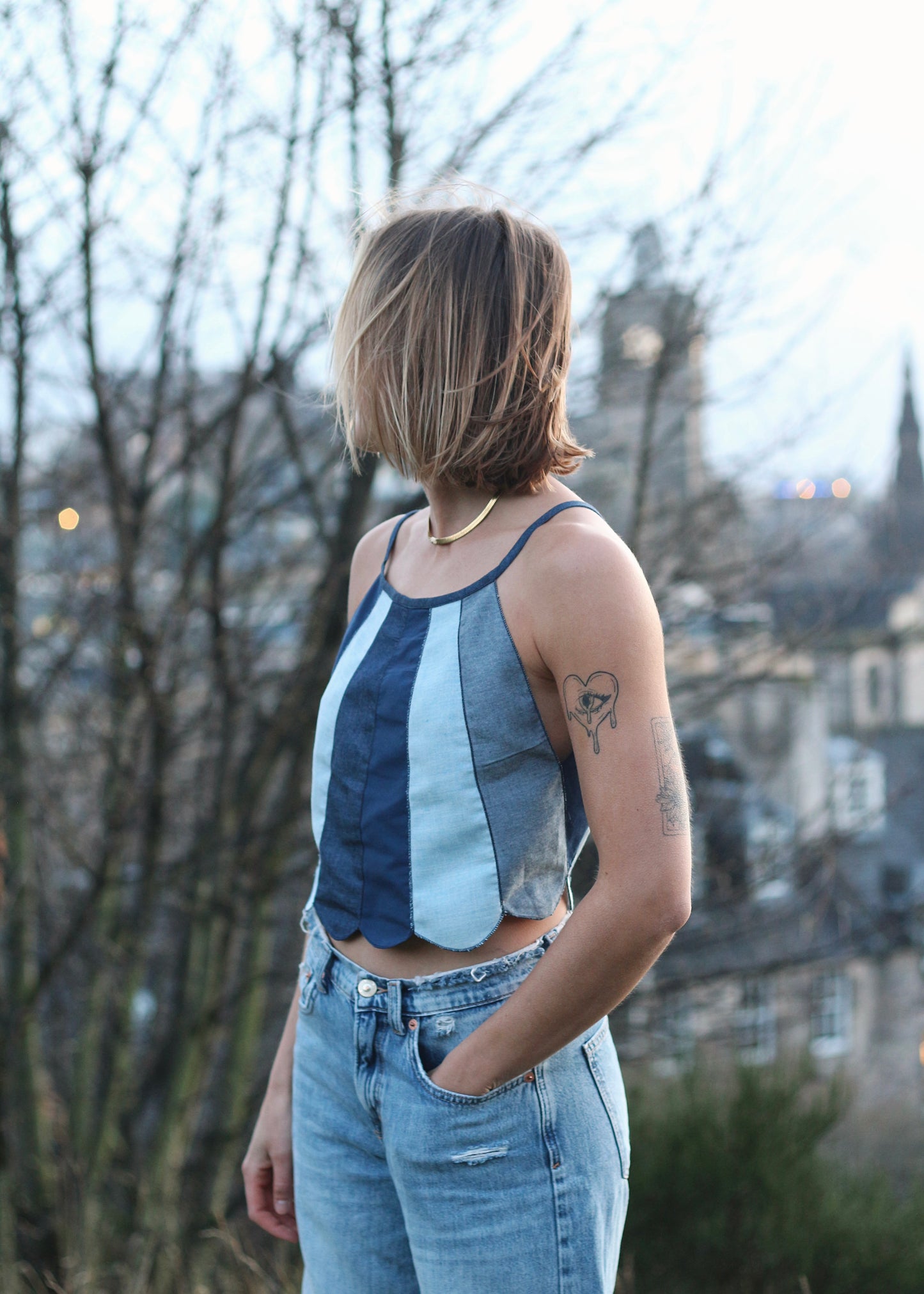 Haut Pâquerette bleu