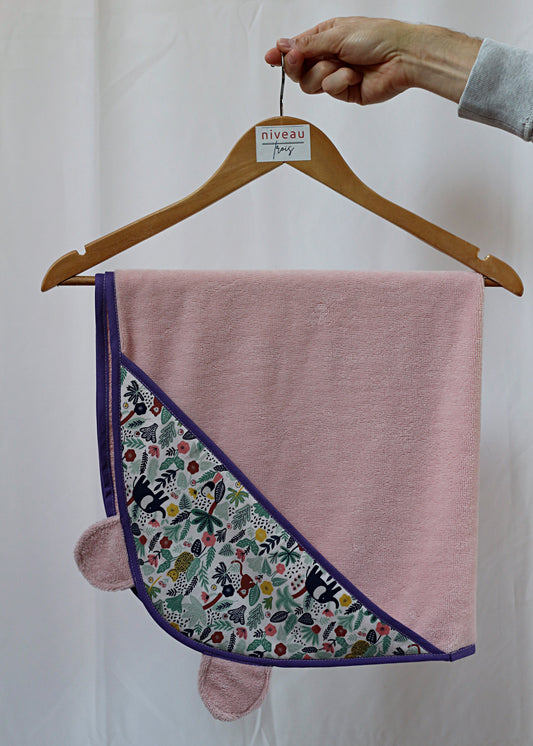 Cape de bain bébé rose