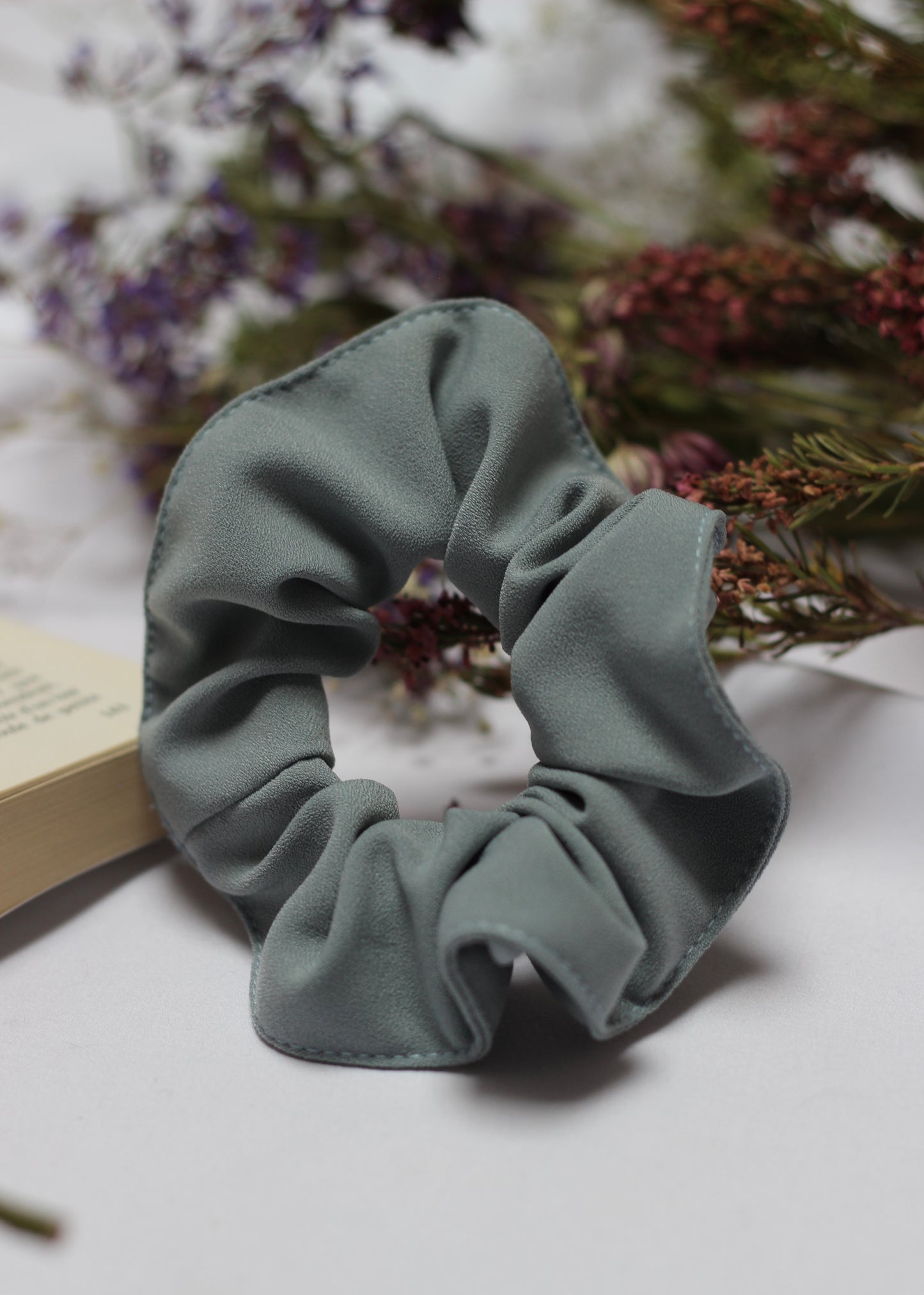 Chouchou scrunchie bleu gris