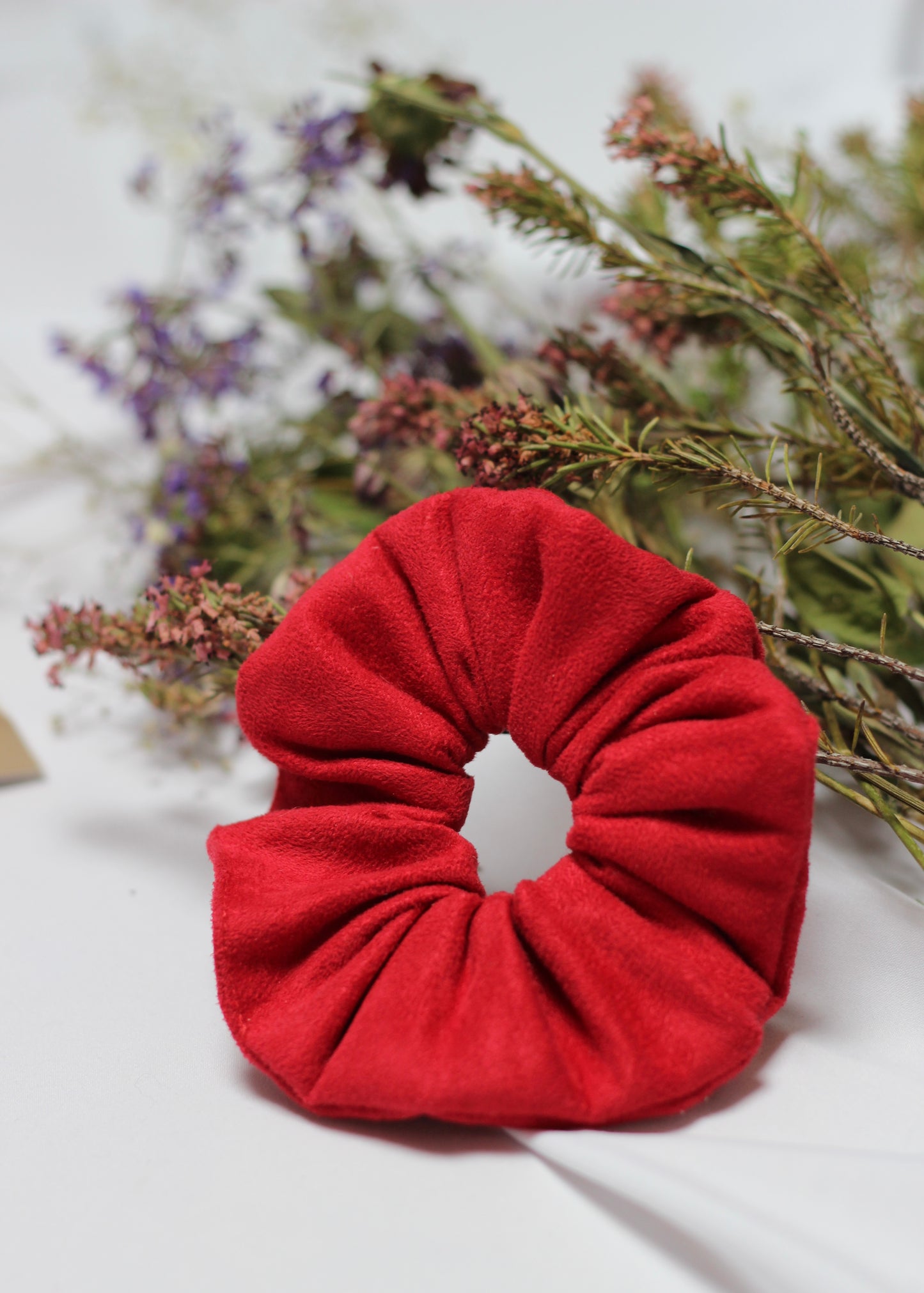 Chouchou scrunchie rouge nubuck