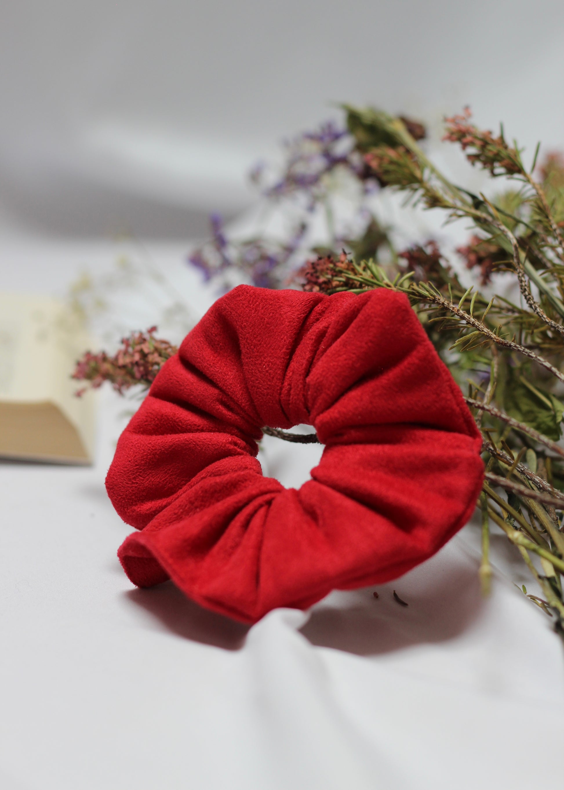 Chouchou scrunchie rouge nubuck